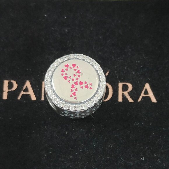 Pandora Breast Cancer Ribbon of Strength Bead Charm Hope Pendant S925 Sliver - Picture 1 of 5